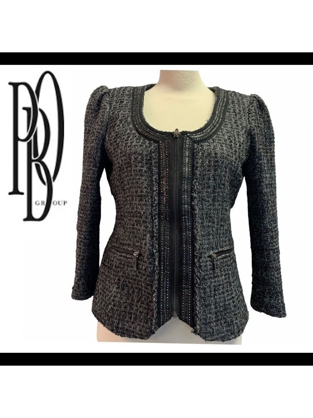 PHILOSOPHY blues original black gray tweed blazer jacket